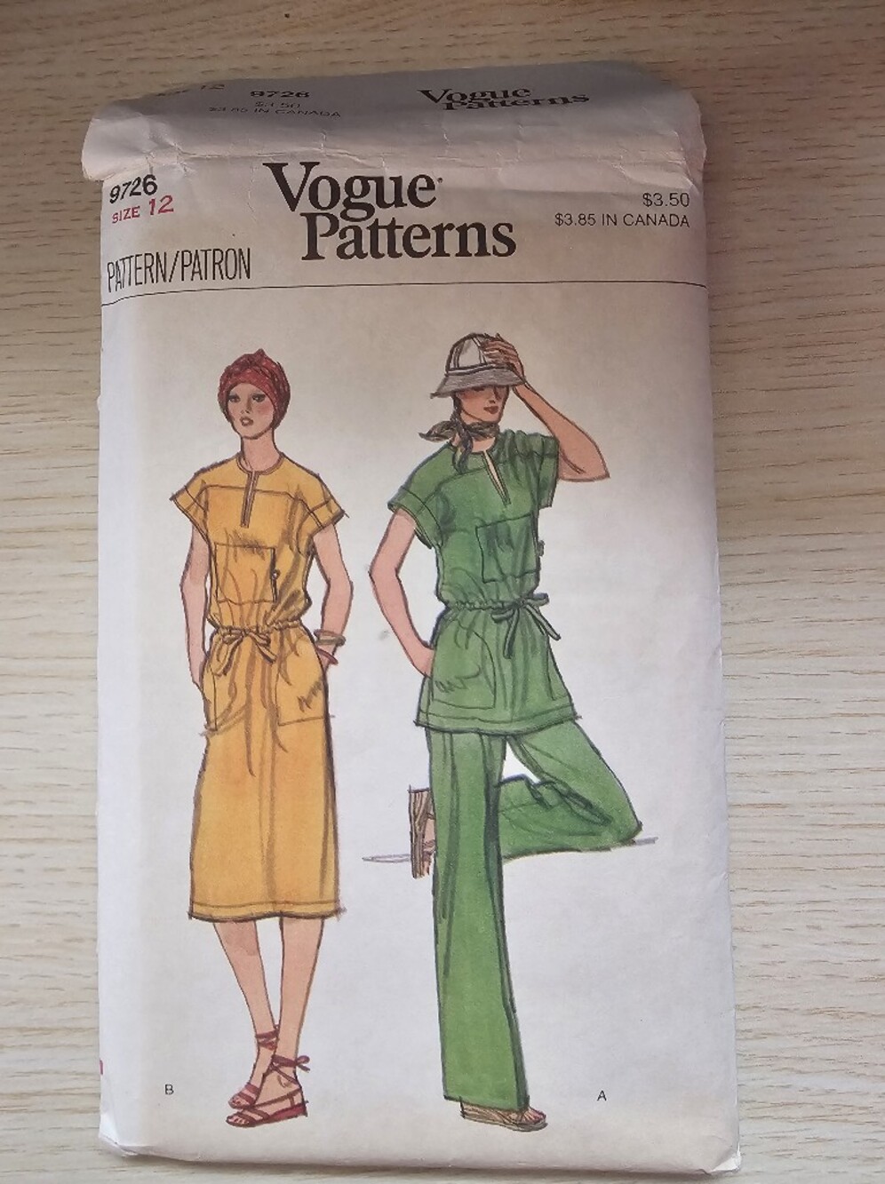 Vintage Vogue 9726 Misses Dress, Top & Pants Sewing Pattern Size 12